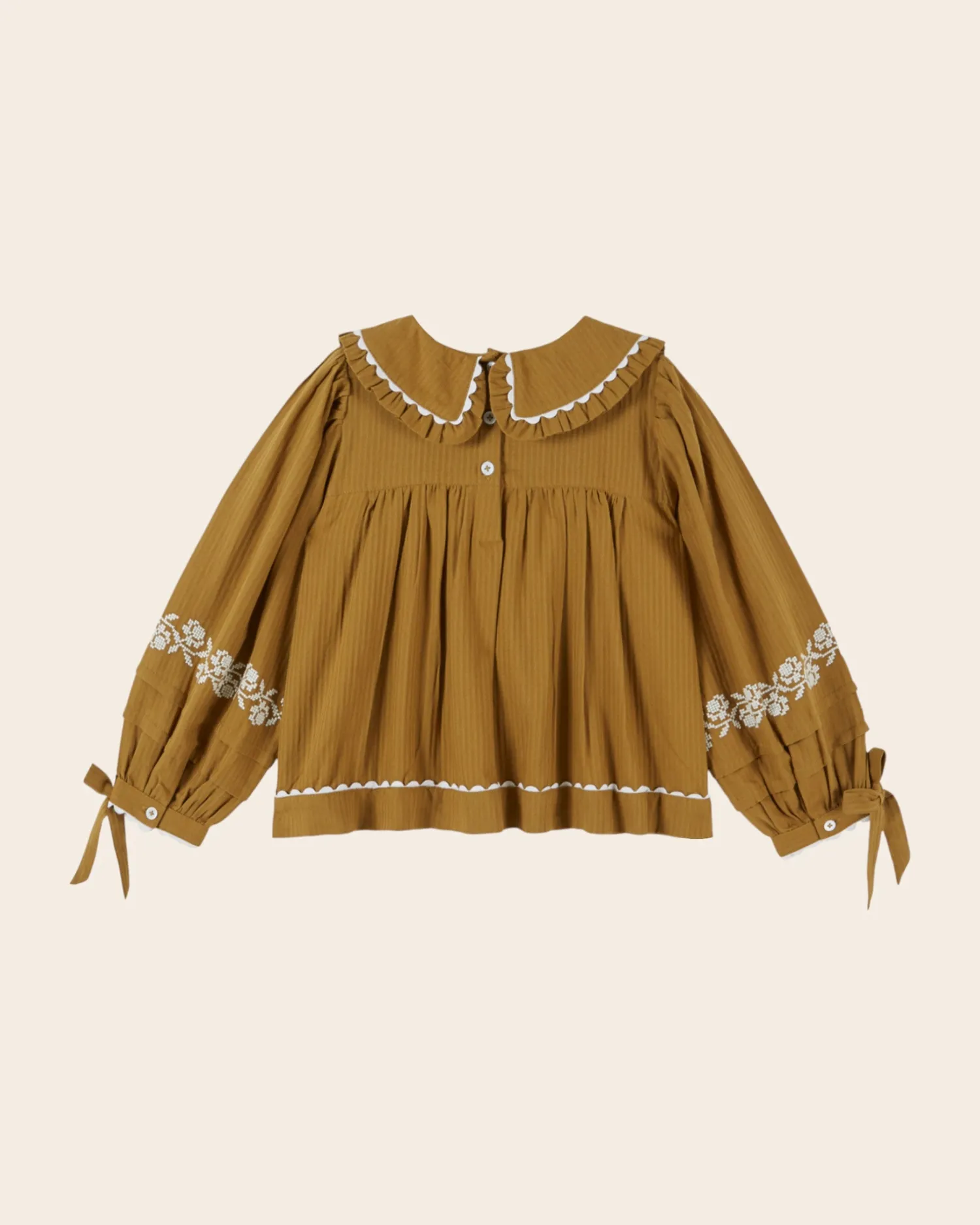 Emile et Ida Brodee olive bluse olivengrøn broderi