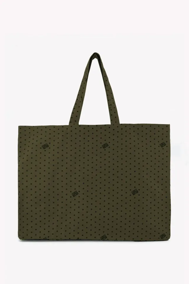 Bonton Jo shopper kaki bomuld stor 56 cm