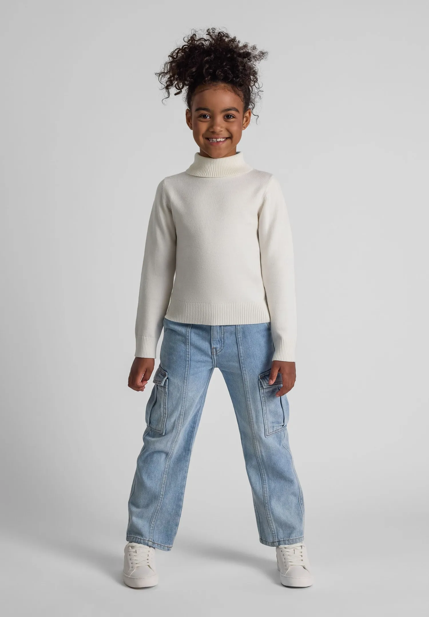 Minoti 43897 rullekrave pullover pige uldhvid