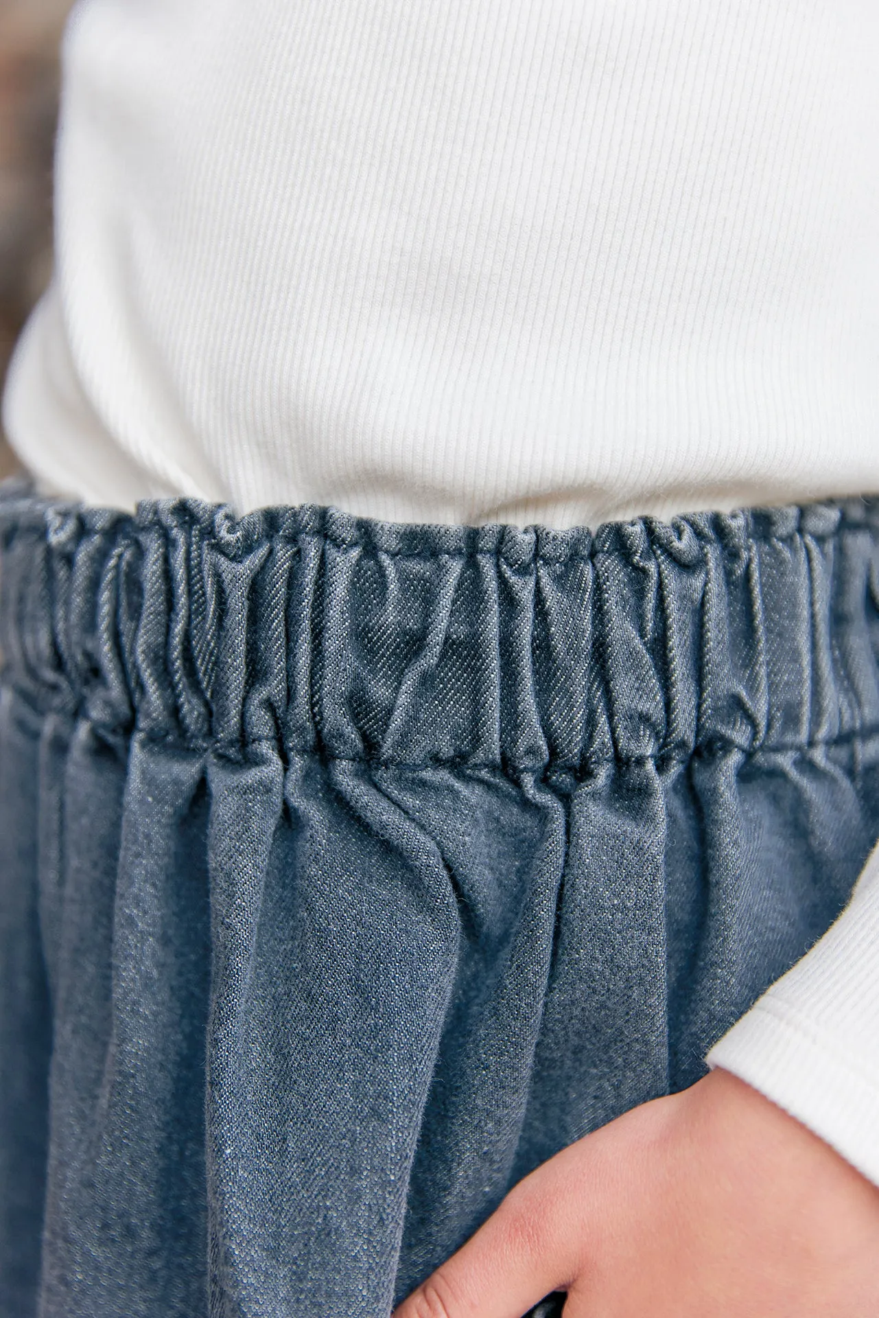 Bonton Mochi nederdel denim grå elastik blomst