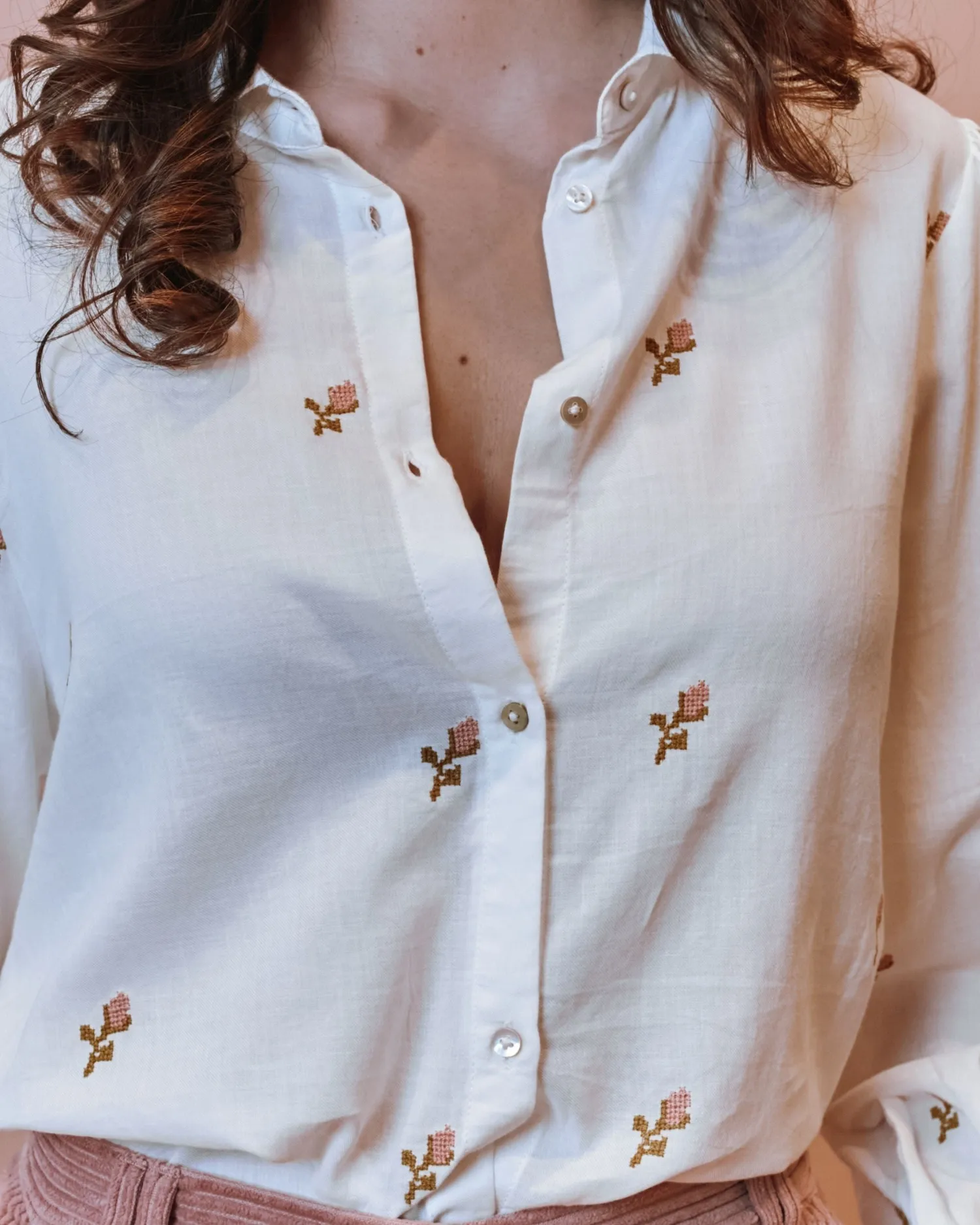 Emile et Ida Ecalypso bluse ecru broderet