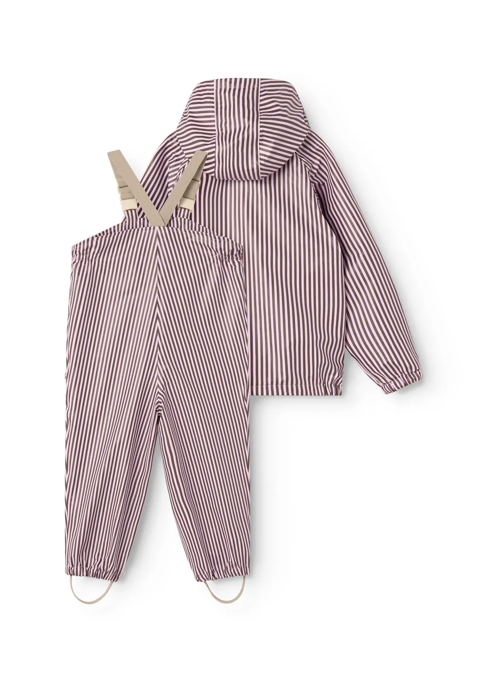 MarMar Oddy Set Pink Brown Stripes regnsæt til børn