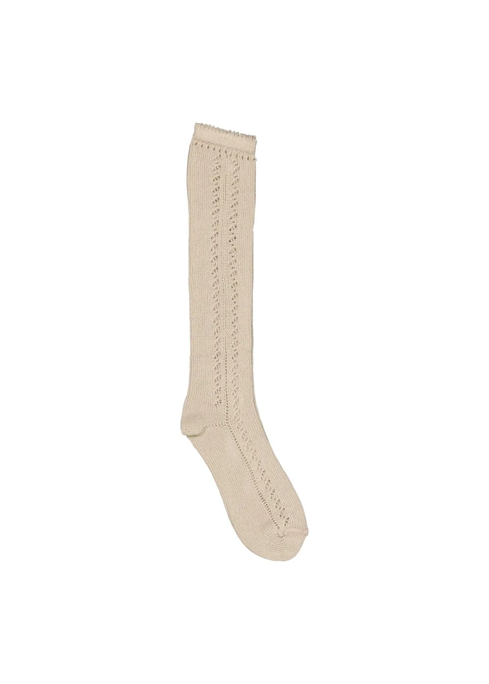 MarMar Copenhagen Knee Socks Pointelle knæstrømper Warm Pearl beige