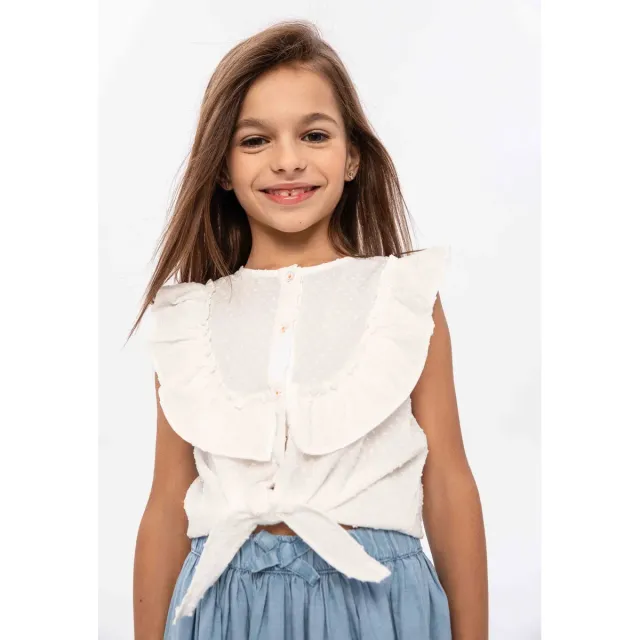 Minoti 38197 top hvid broderi til pige