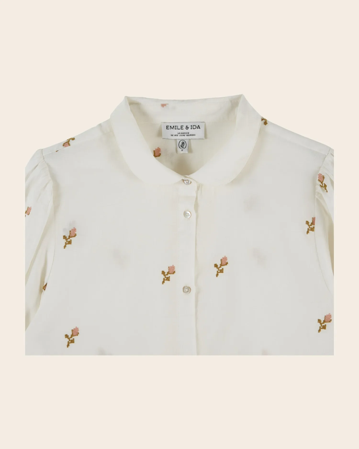 Emile et Ida Ecalypso bluse ecru broderet
