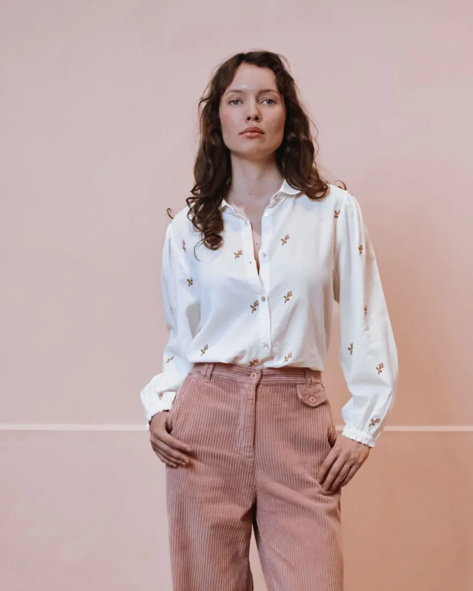 Emile et Ida Ecalypso bluse ecru broderet