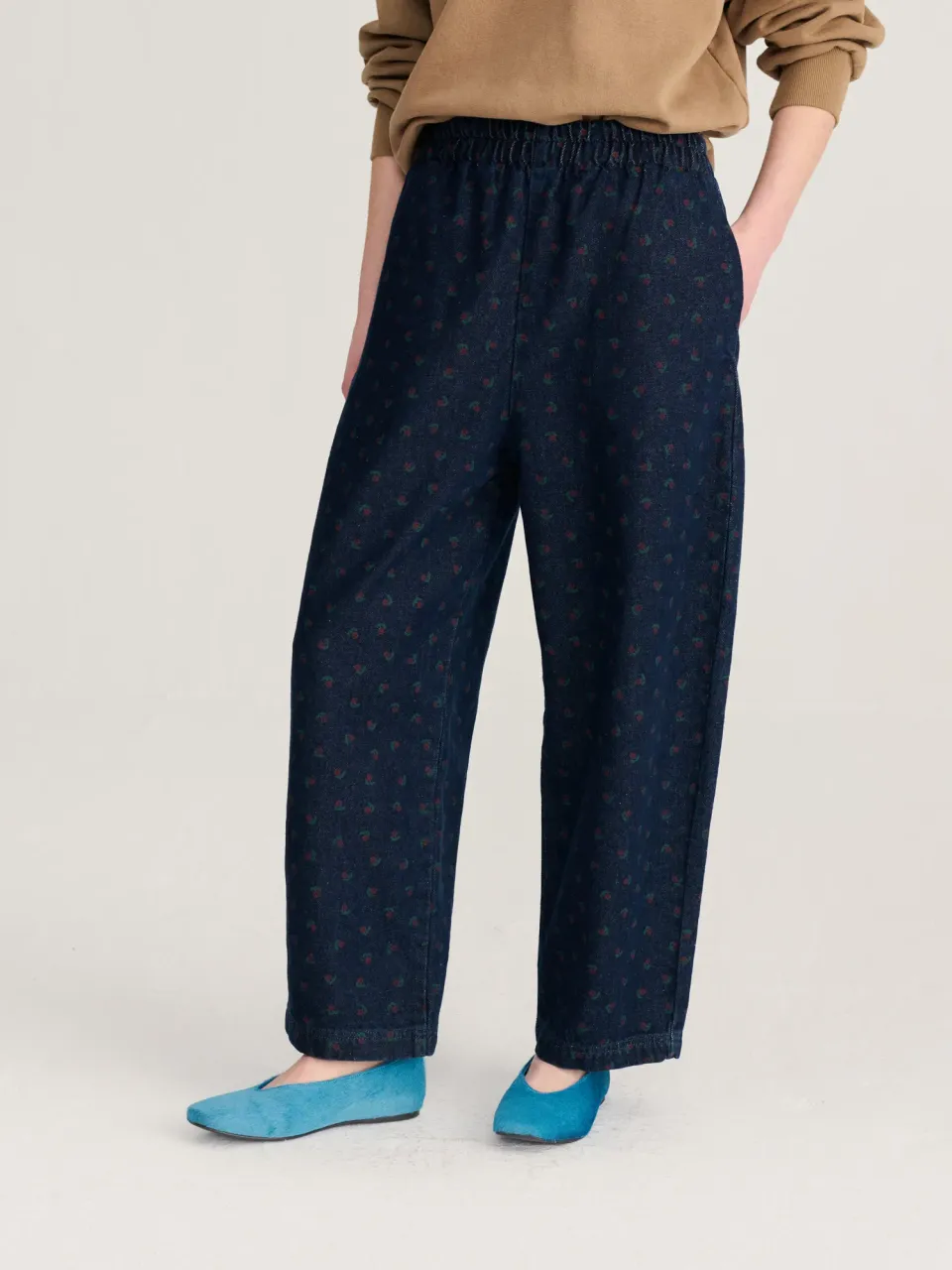 Bobo Choses Swamp Whirl all over denim cocoon bukser navy