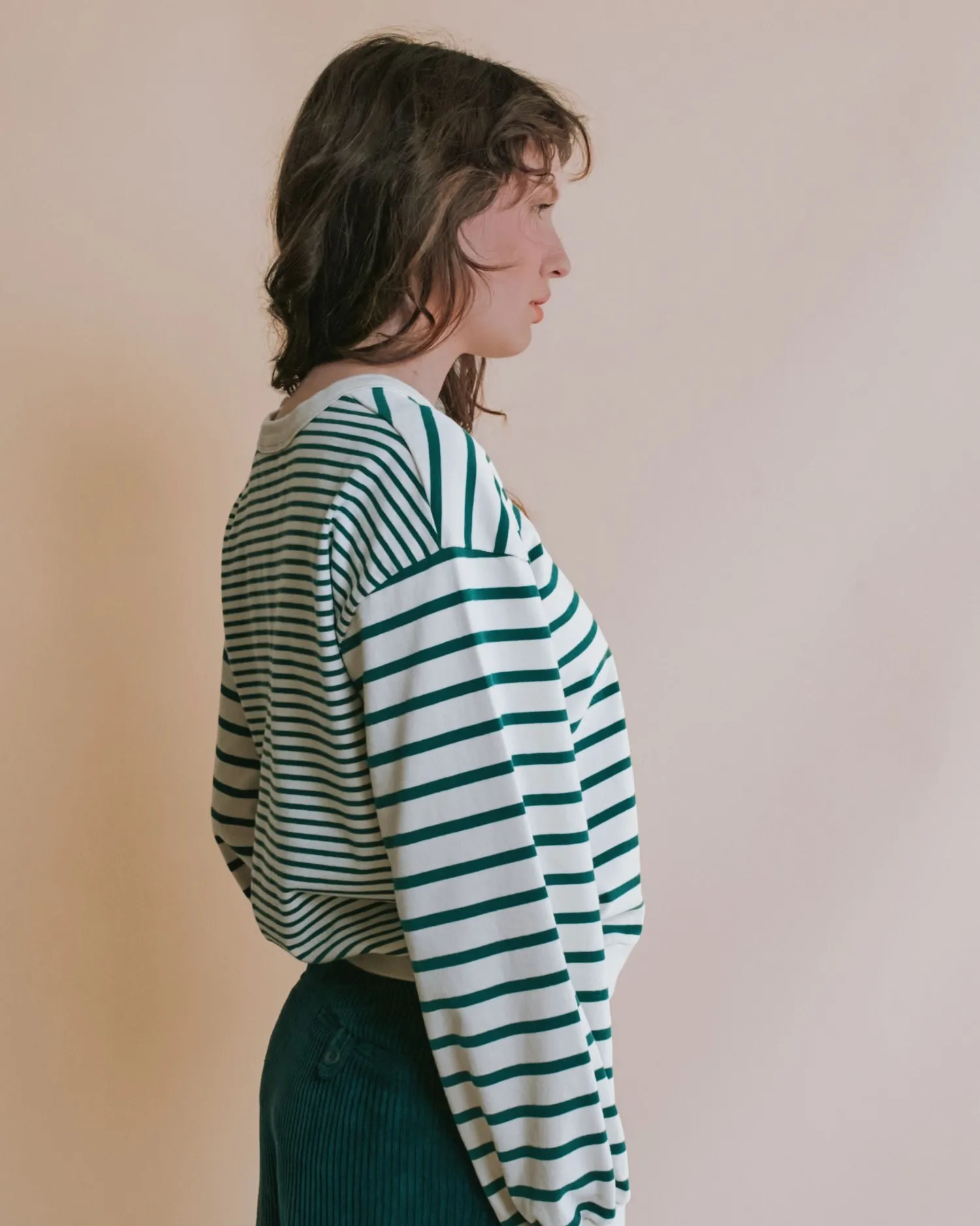 Emile et Ida sweatshirt grøn stribet øko bomuld
