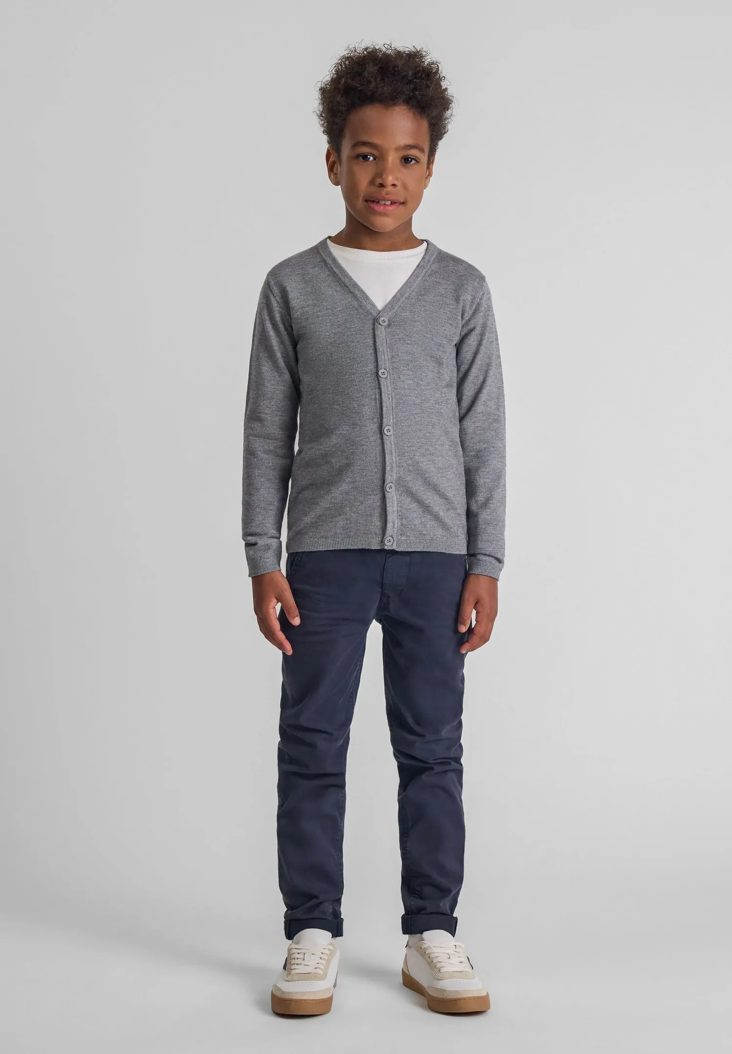 Minoti 43905 strikcardigan til drenge gråmeleret