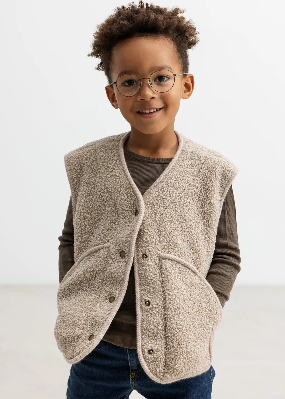 MarMar Jolly Waistcoat teddyvest Oyster Grey varm