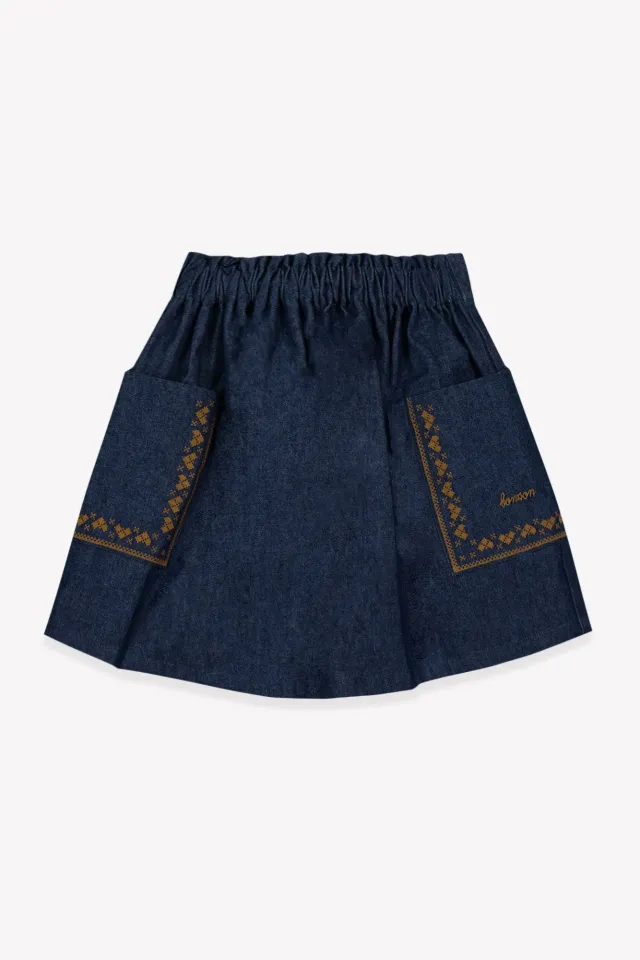 Bonton Ruche Chambray nederdel bomuld str 6A