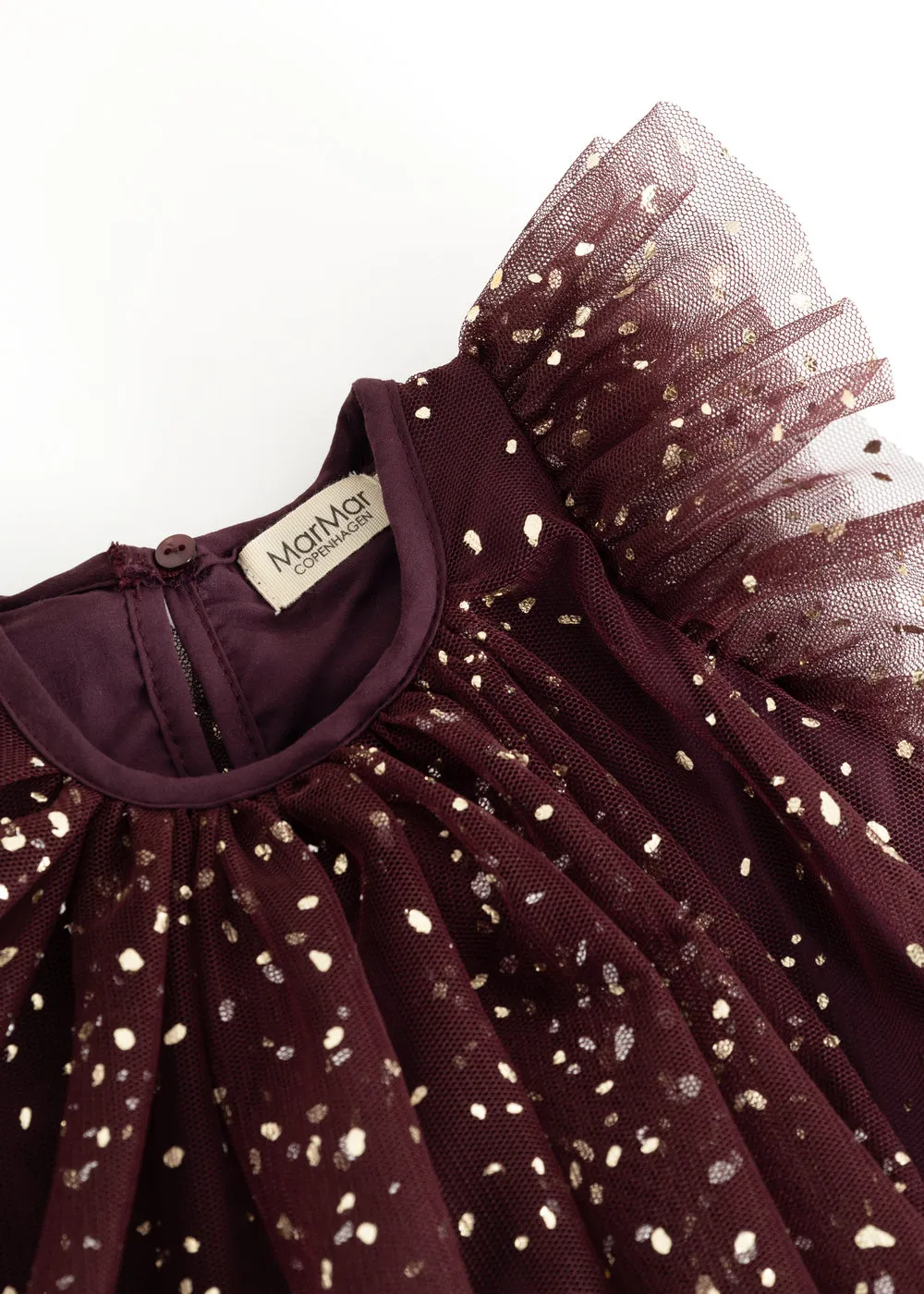MarMar Copenhagen Daya tylkjole Deep Mulberry guldprikker