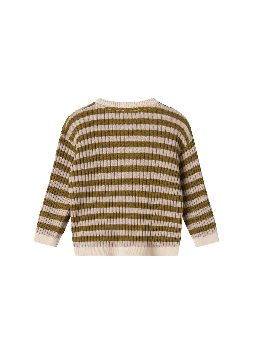 MarMar Tob strikcardigan Cashew Mel Stripe økologisk bomuld