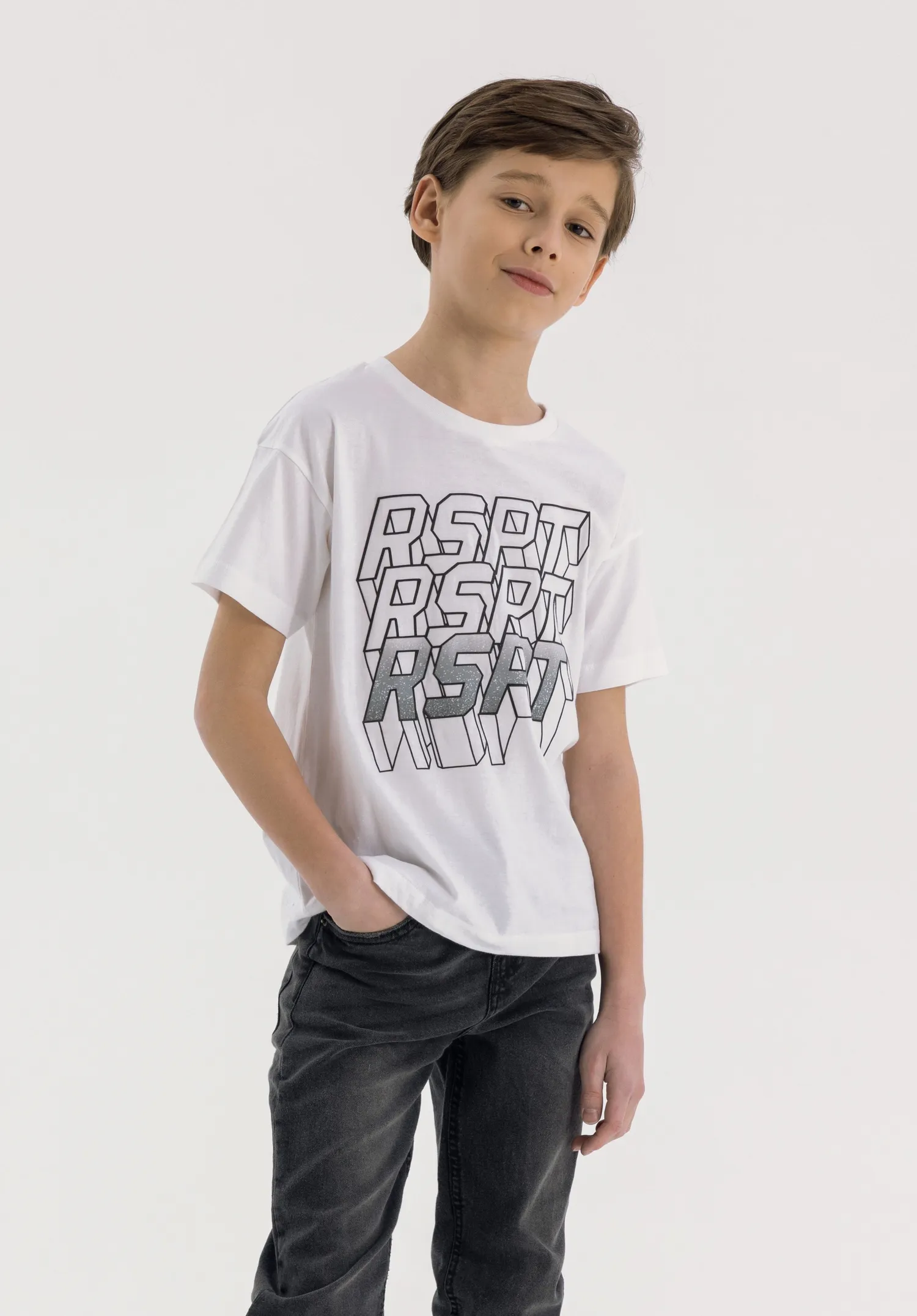 Minoti 38345 t-shirt hvid drenge bomuld