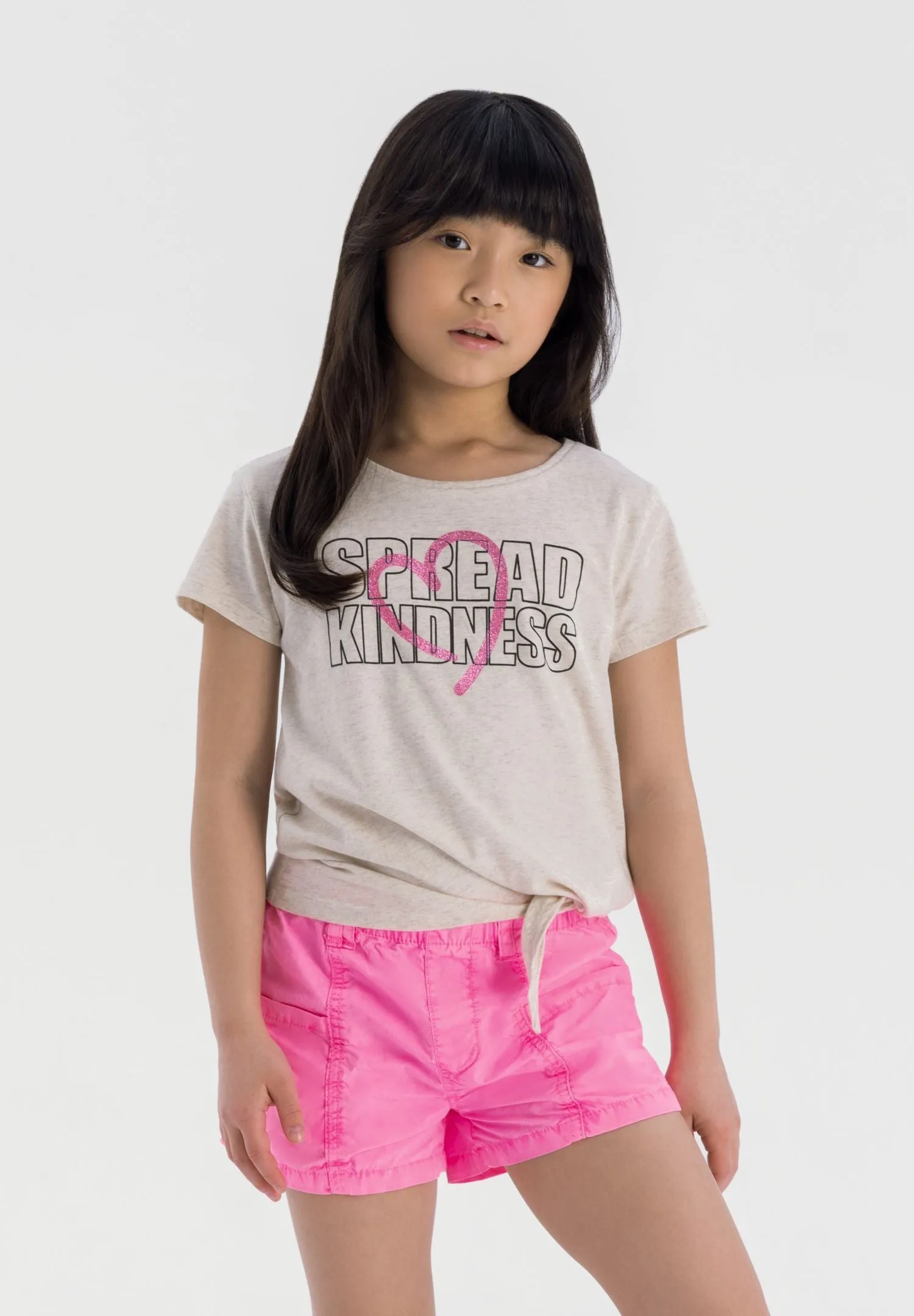 Minoti 38604 t-shirt beige knude til piger