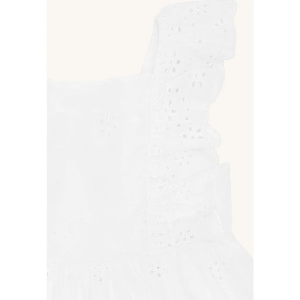Hust & Claire HCKaroline embroidery kjole White bomuld
