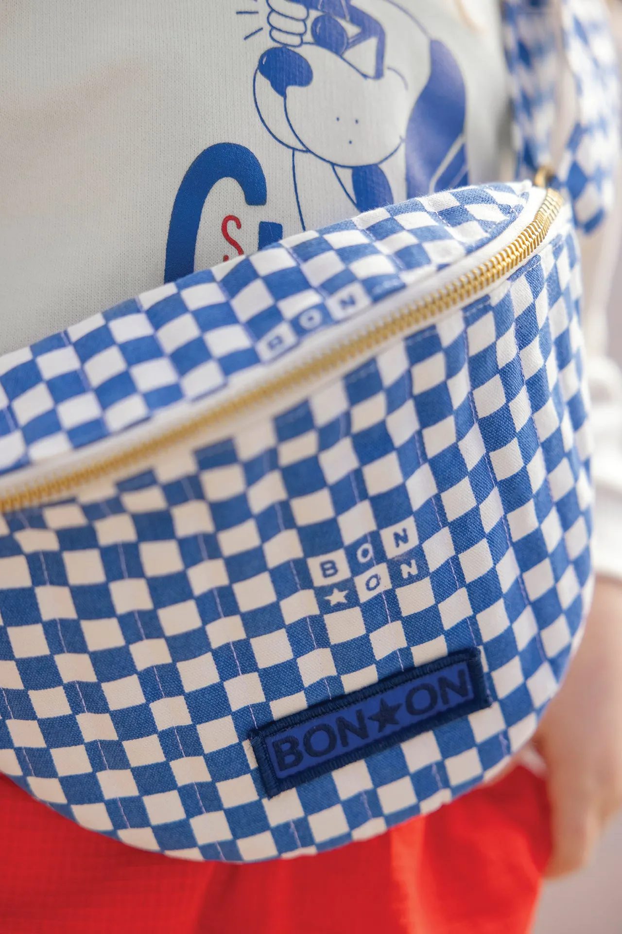 Bonton Damier Bleu bæltetaske TU ternet bomuld