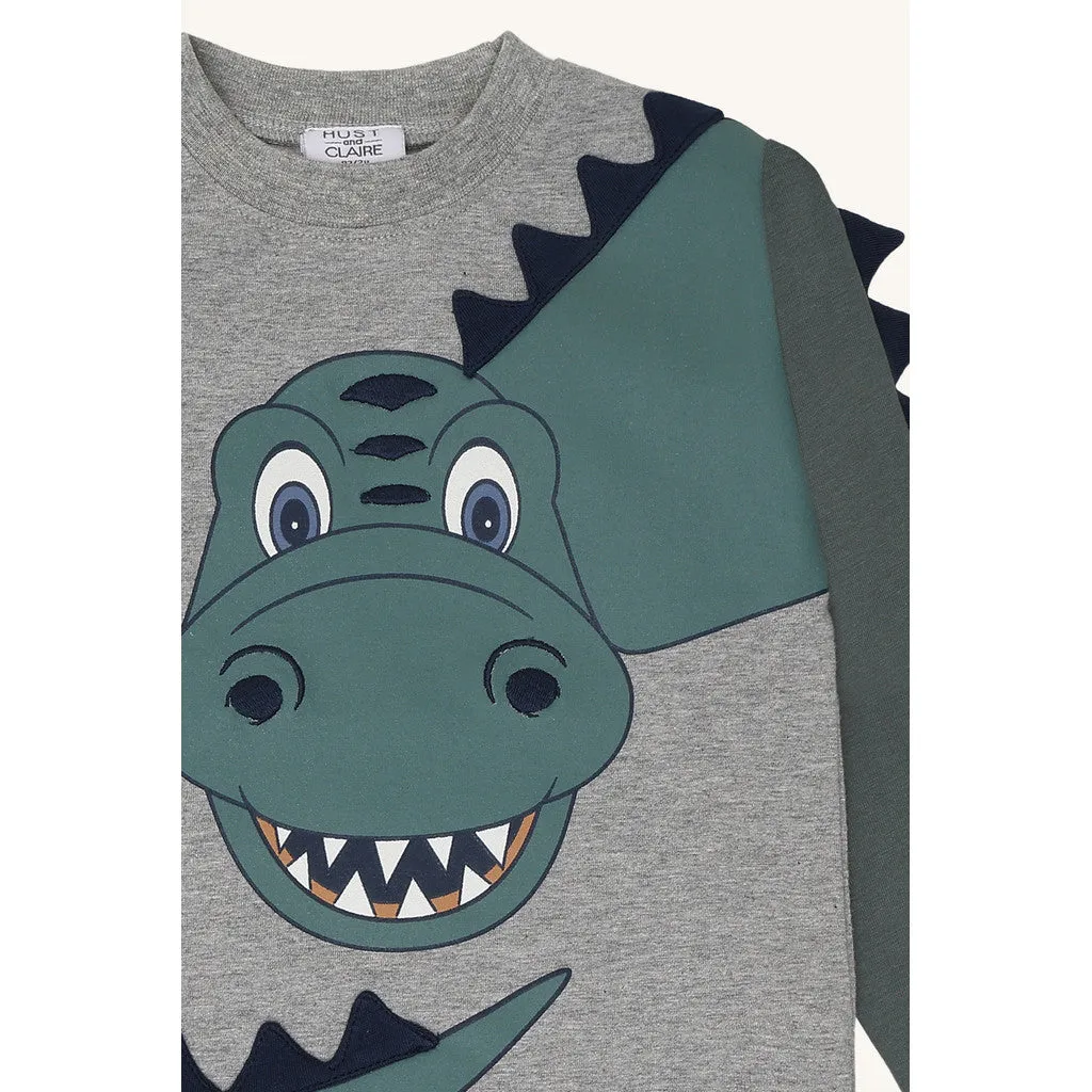 Hust & Claire HCAnton Dino T-shirt Grey Melange dino