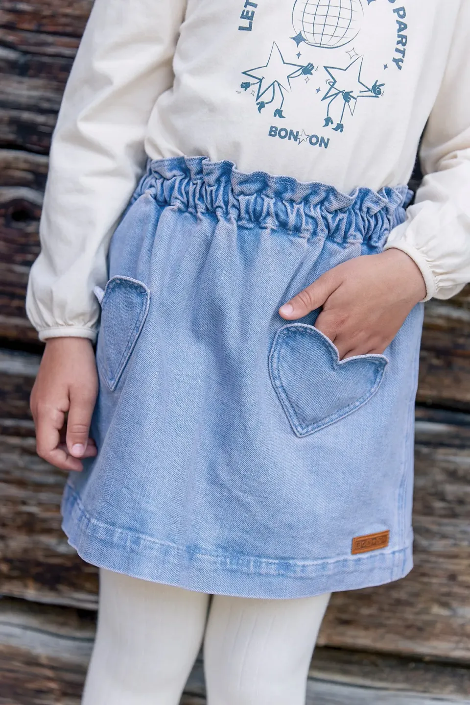 Bonton Douchka nederdel bleget denim hjerter