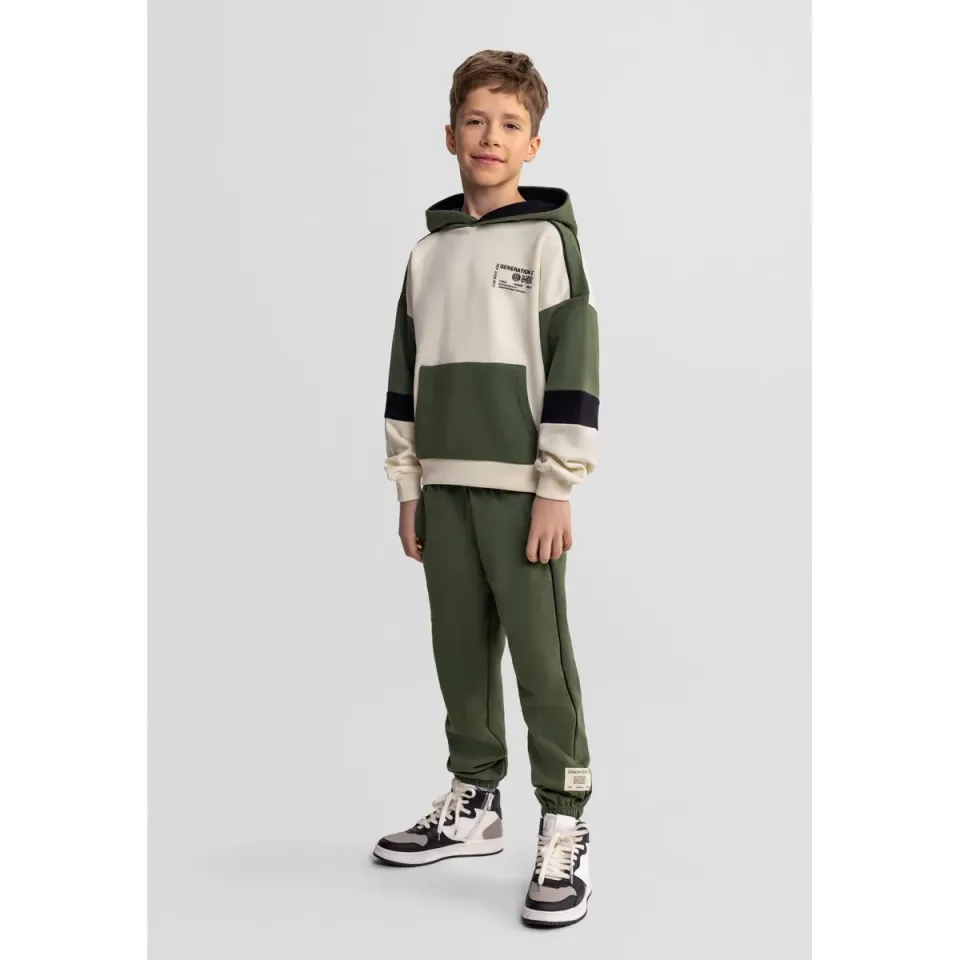 Minoti joggingtøj til drenge khaki colourblock sæt