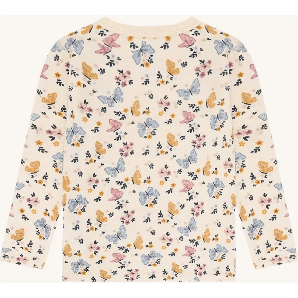 Hust & Claire HCAwo Butterfly uldbluse Off White merino