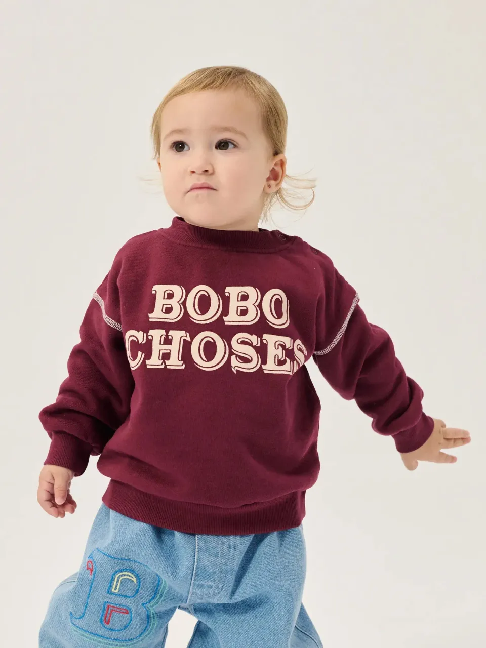 Bobo Choses All About Monsters sweatshirt bordeaux 3M bomuld