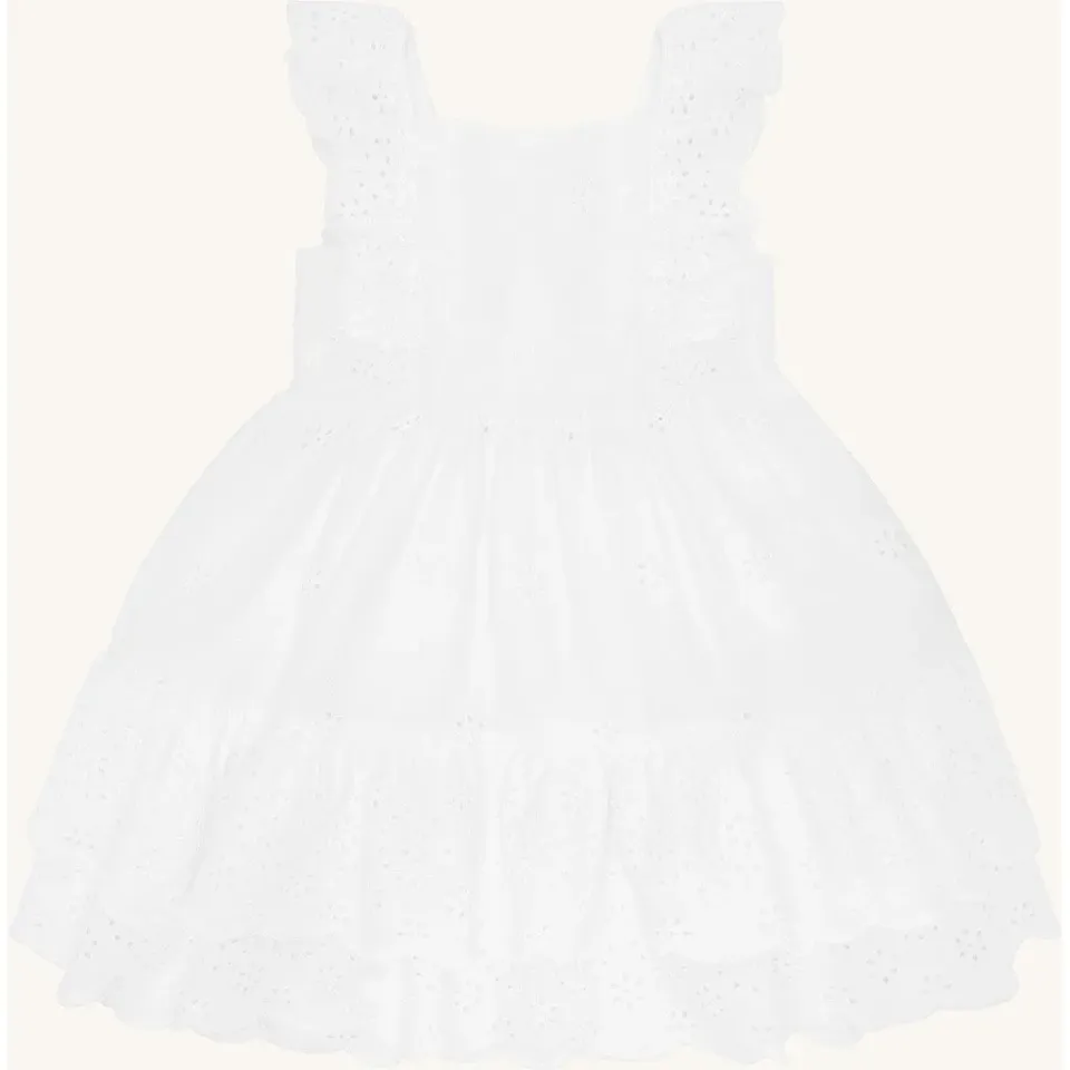 Hust & Claire HCKaroline embroidery kjole White bomuld