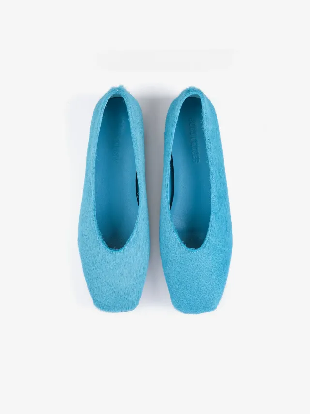 Bobo Choses Hairy leather ballet flat ballerina blå læder