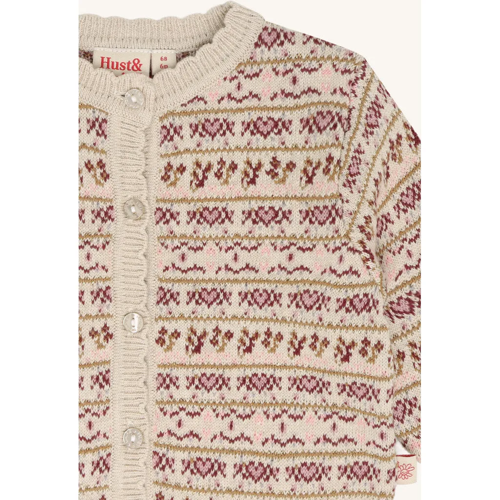 Hust & Claire Cilja Nordic cardigan old beige bomuld