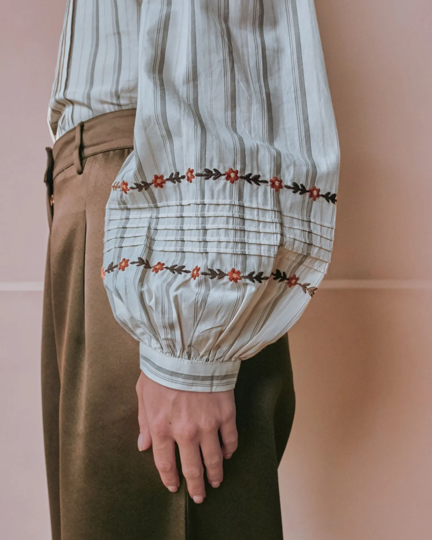Emile et Ida Ellen bluse beige dame stribet