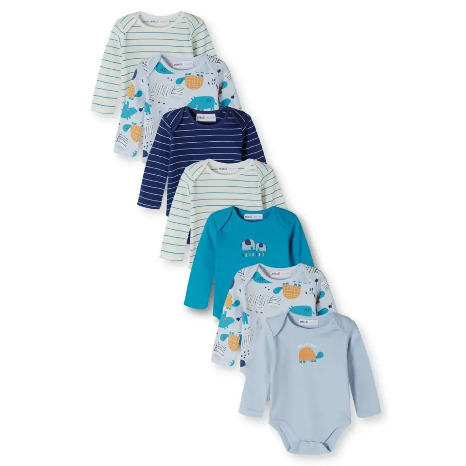 Minoti baby bodys langærmet print 7-pak