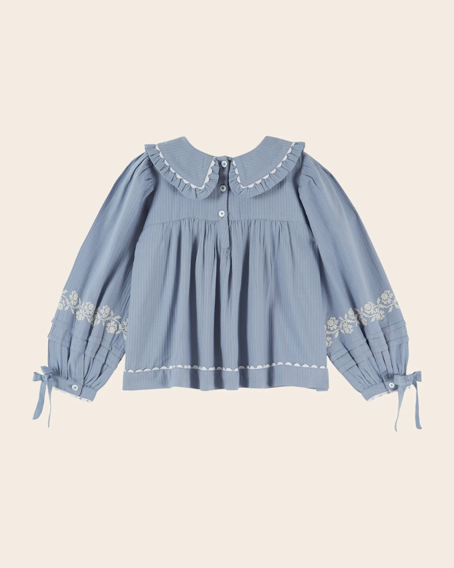 Emile et Ida Blouse bluse blå bomuld broderi