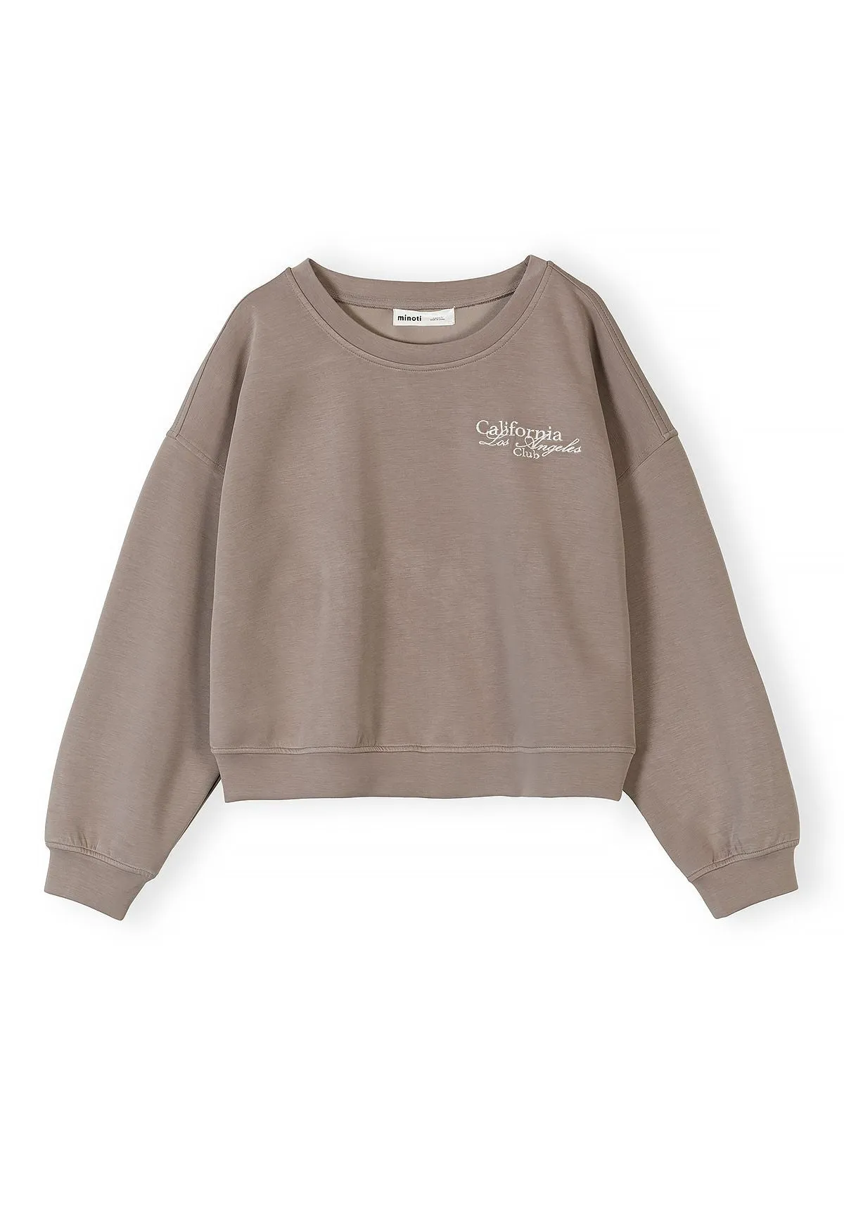Minoti 44979 sweatshirt taupe broderi kort
