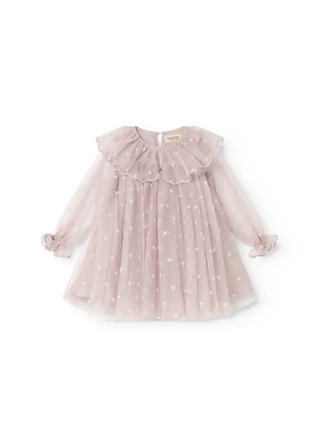 MarMar Dera B kjole Cloud Gray Hearts langærmet tyl