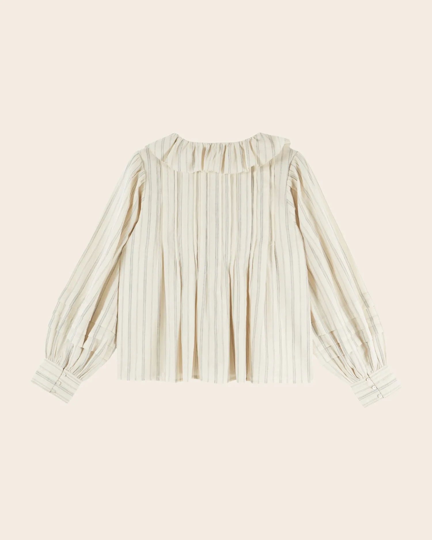 Emile et Ida Nise bluse ecru stribet khadi volant