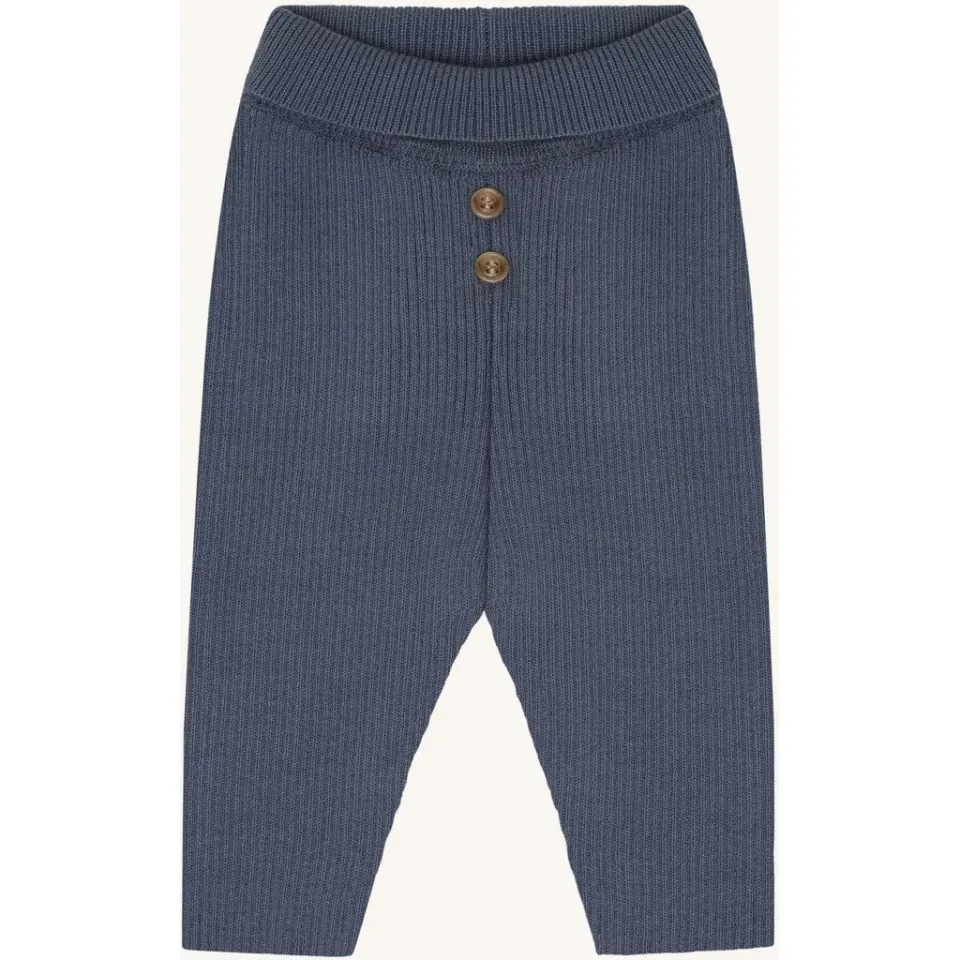 Hust & Claire Ger Rib Leggings Blue Storm økologisk