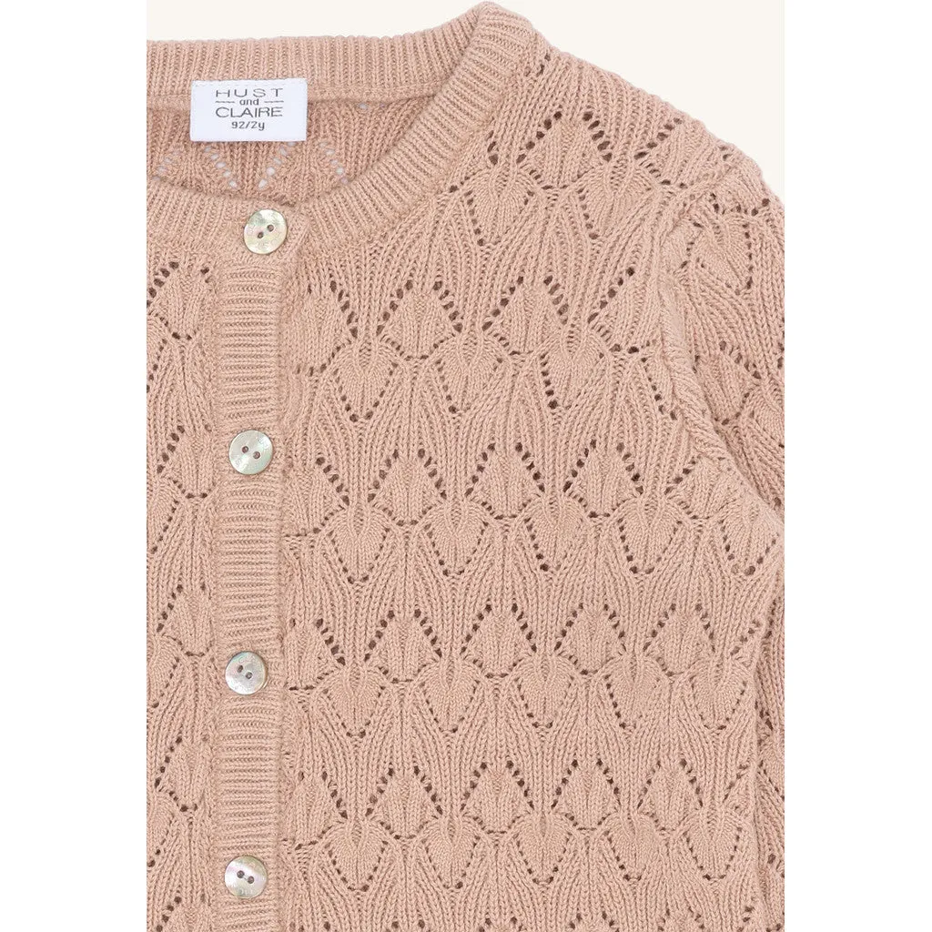 Hust & Claire HCCilja Pointelle cardigan rugby tan øko