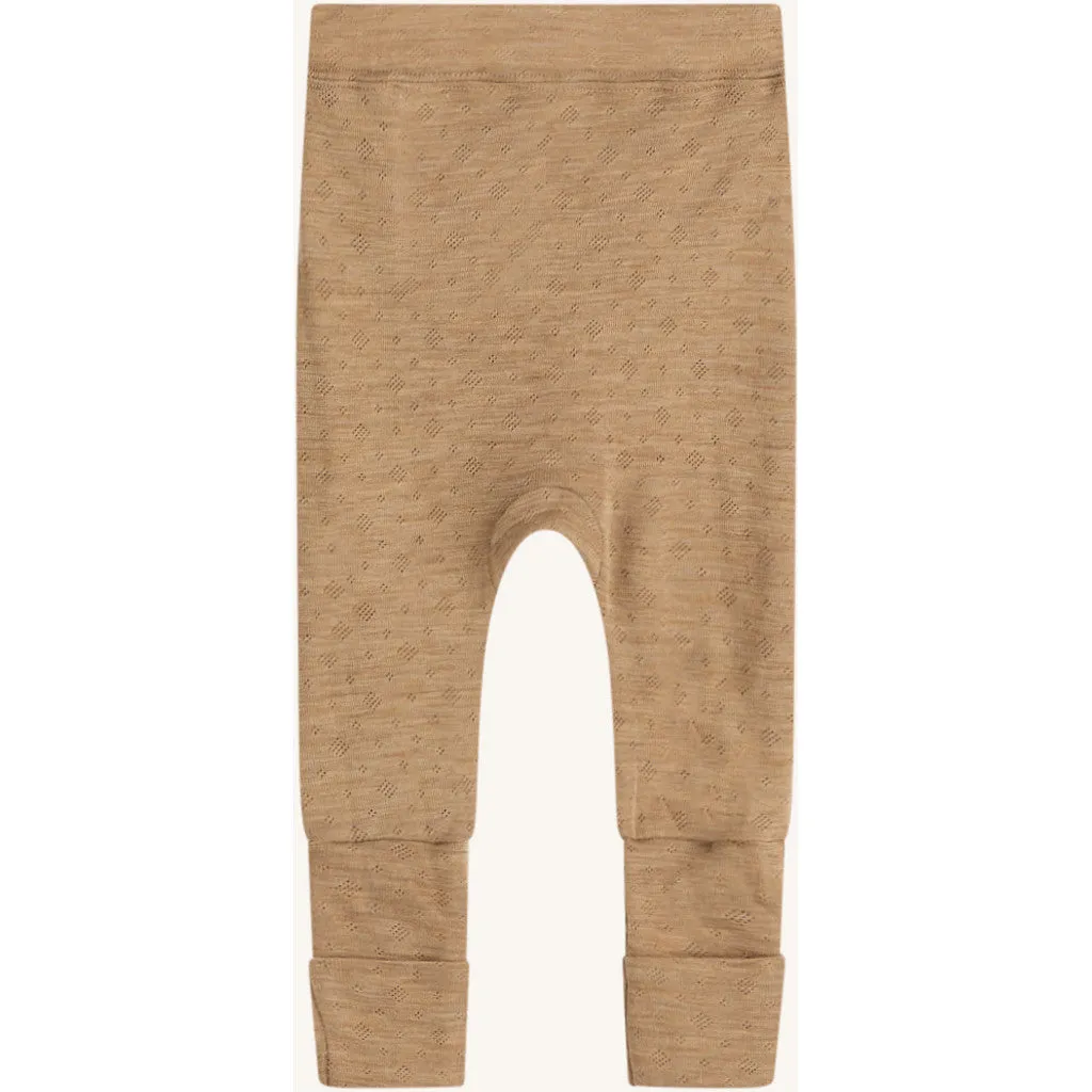 Hust & Claire Gils Pointelle leggings Biscuit uld silke