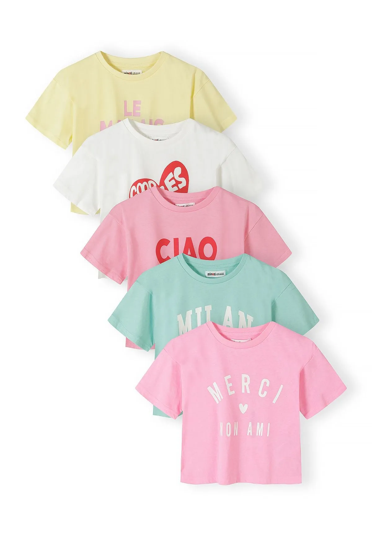 Minoti 44832 cropped t-shirts til piger 5-pak bomuld