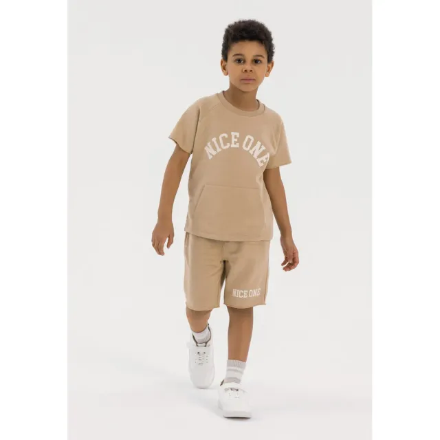 Minoti 42516 sæt t-shirt shorts sand bomuld