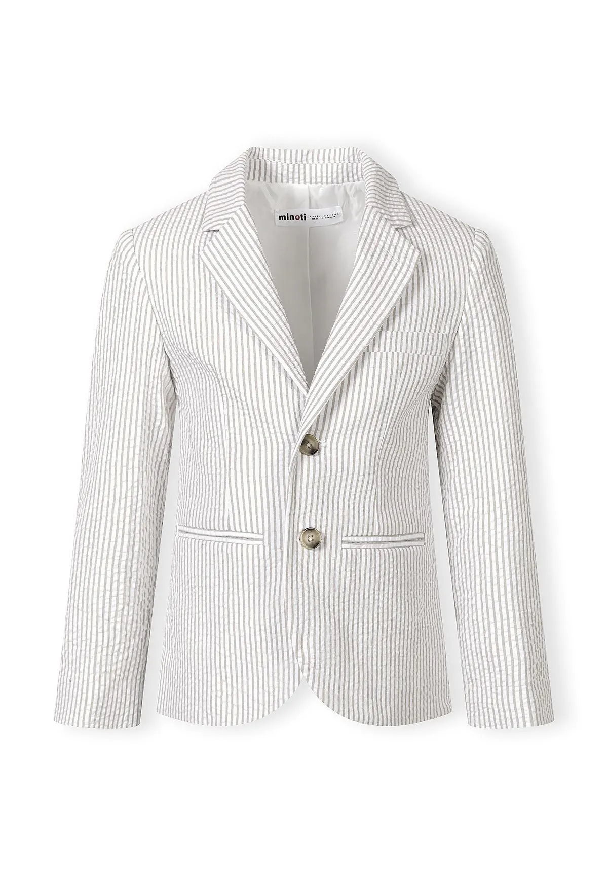 Minoti 44618 seersucker blazer sten stribet til drenge