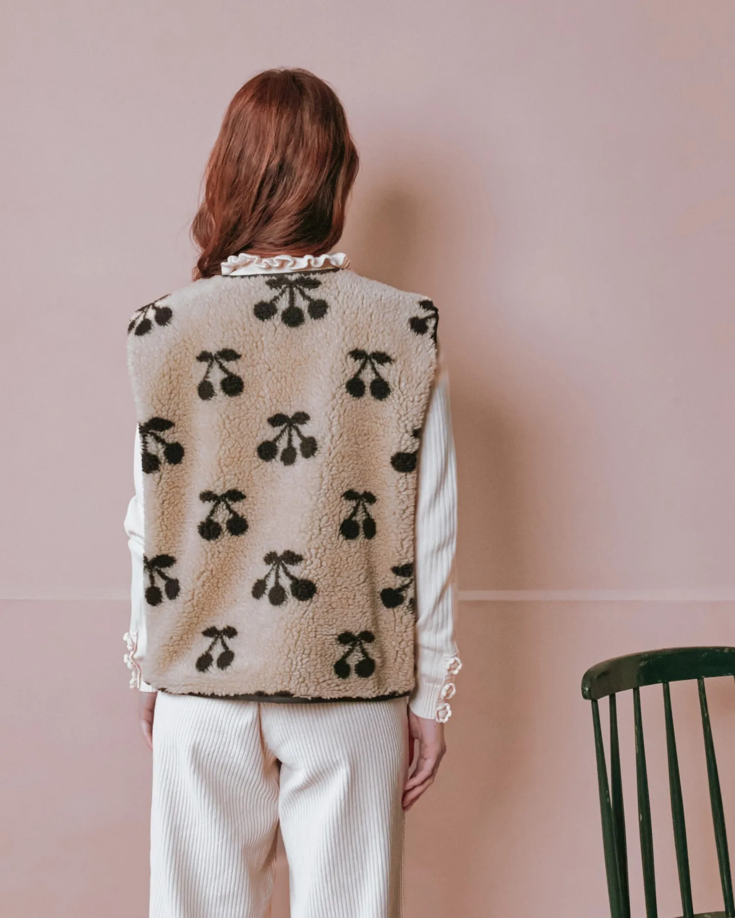 Emile et Ida Etincelle Cerise vest beige kirsebær