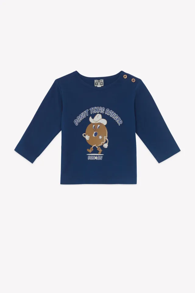 Bonton Taxi Donut T-shirt blå bomuld baby 2 knapper