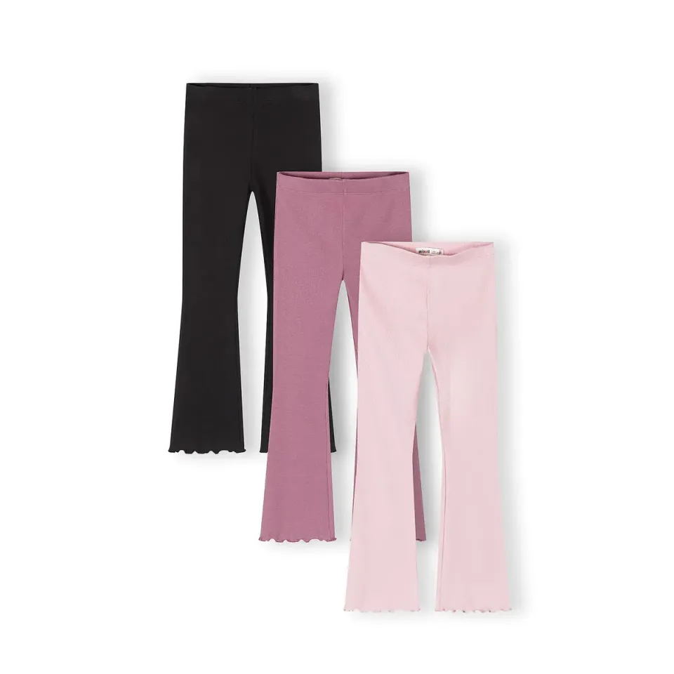 Minoti 44858 leggings 3-pak ribbet med svaj til piger