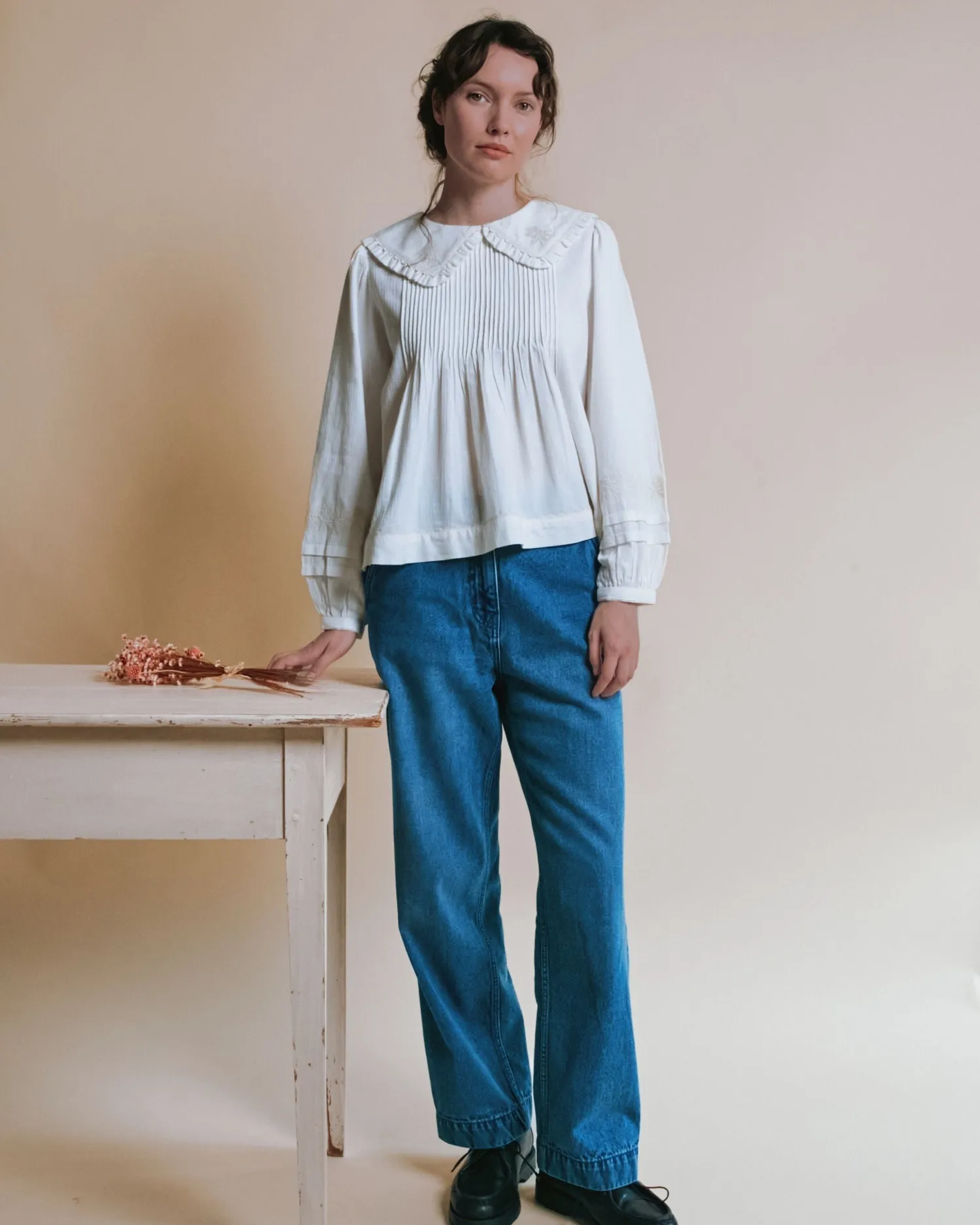 Emile et Ida Elena bluse ecru broderet