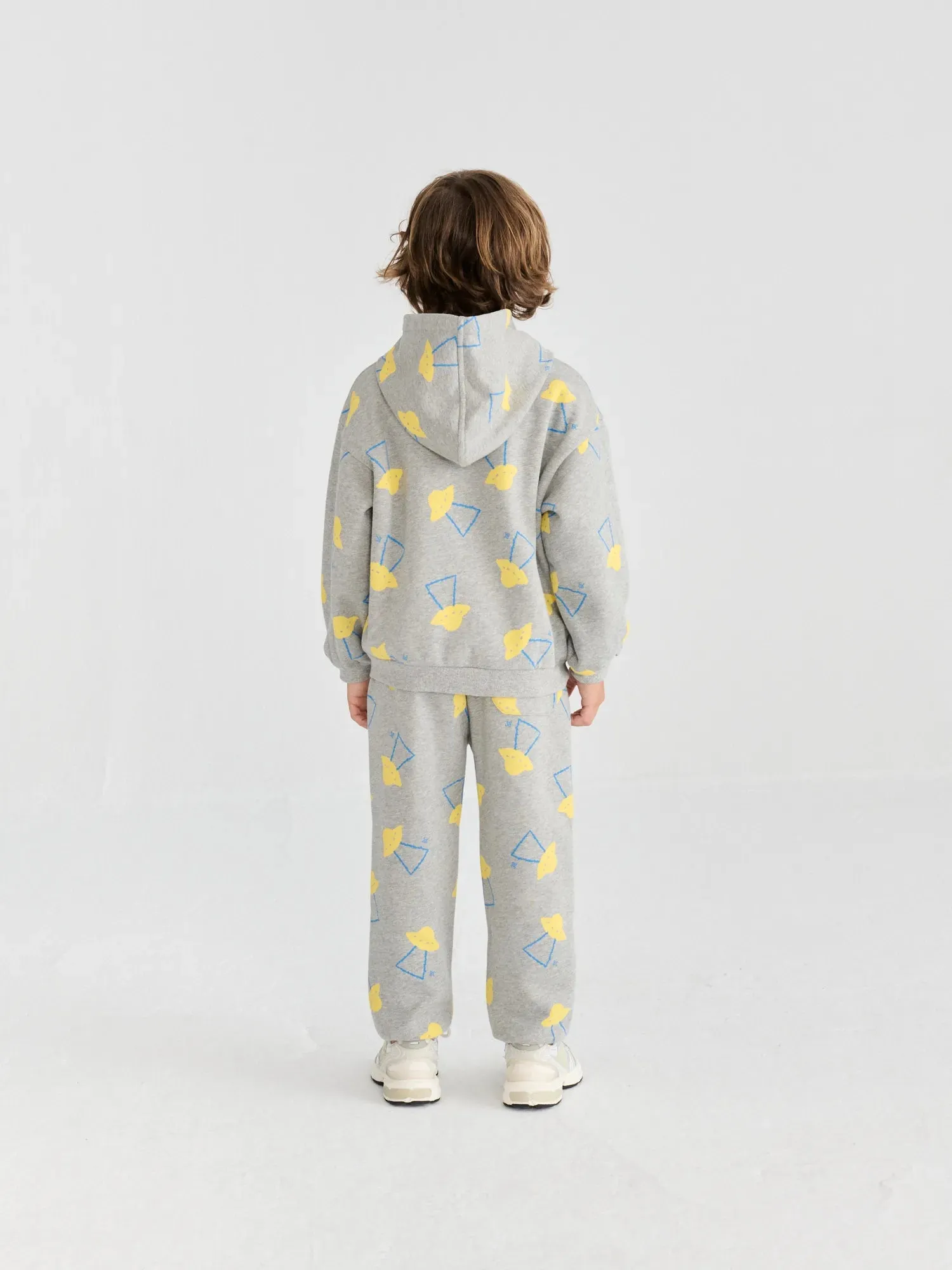 Bobo Choses Pixel Abduction All Over Zipped Hoodie hættetrøje grå