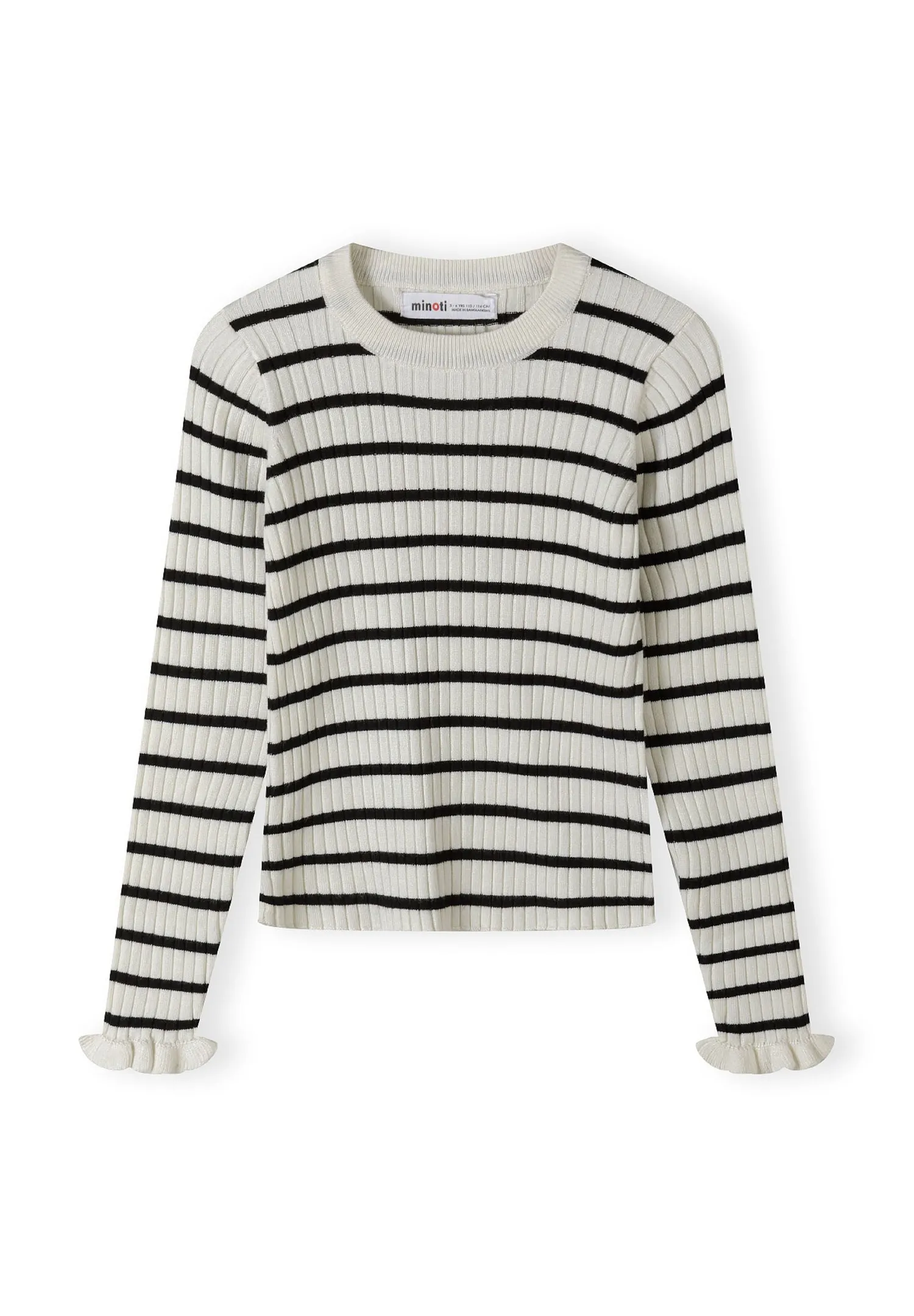 Minoti 43889 pullover creme stribet rib