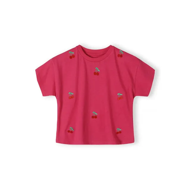 Minoti 44678 t-shirt til piger rosa kirsebær bomuld