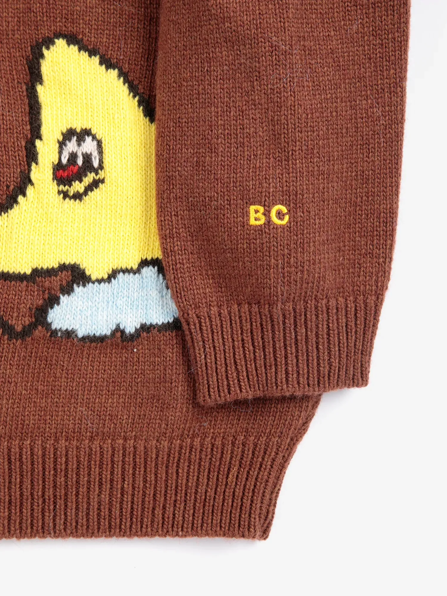 Bobo Choses Mush Monster Duo cardigan mørkebrun uldblanding