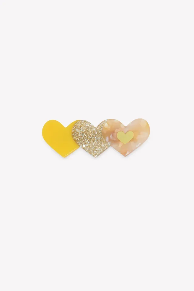 Bonton Jaune Coeurs hårspænde gul 3 hjerter